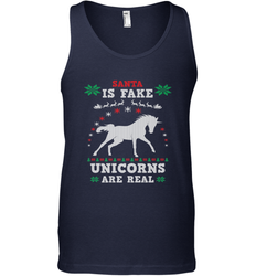 Santa Is Fake Unicorns Are Real Cute Ugly Christmas Sweater Men's Tank Top
