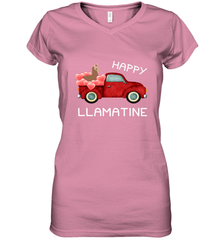 Happy Llamatine funny Valentine Day Llama costume Women's V-Neck T-Shirt Women's V-Neck T-Shirt - FordPhuMy