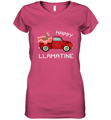 Happy Llamatine funny Valentine Day Llama costume Women's V-Neck T-Shirt Women's V-Neck T-Shirt - FordPhuMy