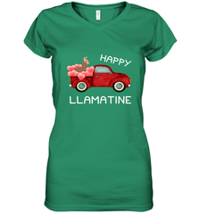 Happy Llamatine funny Valentine Day Llama costume Women's V-Neck T-Shirt Women's V-Neck T-Shirt - FordPhuMy