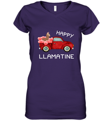 Happy Llamatine funny Valentine Day Llama costume Women's V-Neck T-Shirt Women's V-Neck T-Shirt - FordPhuMy