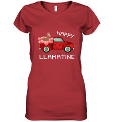 Happy Llamatine funny Valentine Day Llama costume Women's V-Neck T-Shirt Women's V-Neck T-Shirt - FordPhuMy