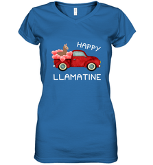 Happy Llamatine funny Valentine Day Llama costume Women's V-Neck T-Shirt Women's V-Neck T-Shirt - FordPhuMy