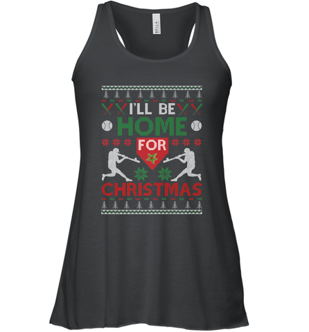 I'll Be Home for Christmas Baseball Gift For Men Women Kids Women's Racerback Tank Women's Racerback Tank / Black / XS Women's Racerback Tank - FordPhuMy