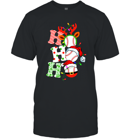 HO HO HO Baseball Santa Hat Christmas Men's T-Shirt