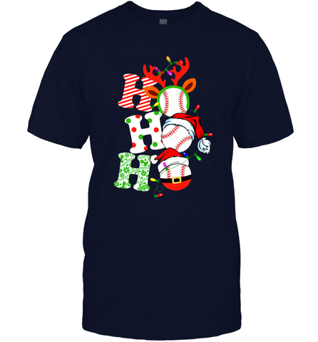 HO HO HO Baseball Santa Hat Christmas Men's T-Shirt