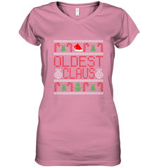 Oldest Claus Santa Hat Christmas Gift Matching Family Ugly Women's V-Neck T-Shirt Women's V-Neck T-Shirt - FordPhuMy