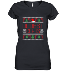 Oldest Claus Santa Hat Christmas Gift Matching Family Ugly Women's V-Neck T-Shirt Women's V-Neck T-Shirt - FordPhuMy