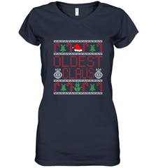Oldest Claus Santa Hat Christmas Gift Matching Family Ugly Women's V-Neck T-Shirt Women's V-Neck T-Shirt - FordPhuMy