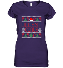 Oldest Claus Santa Hat Christmas Gift Matching Family Ugly Women's V-Neck T-Shirt Women's V-Neck T-Shirt - FordPhuMy
