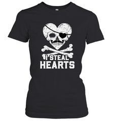 I Steal Hearts Valentine's Day Pirate Skull Art Graphics Women's T-Shirt Women's T-Shirt - FordPhuMy