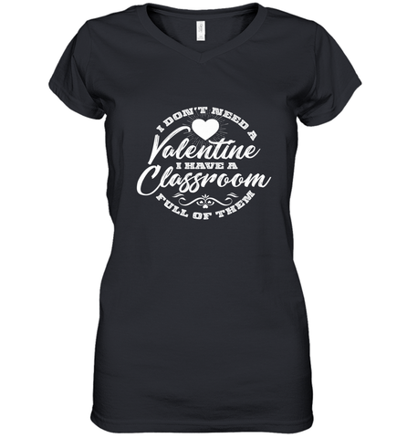 Valentine's Day Teacher School classroom Art Heart Lover Women's V-Neck T-Shirt Women's V-Neck T-Shirt / Black / S Women's V-Neck T-Shirt - FordPhuMy