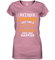 Retired Mechanic Just Like A Regular Only Way Happier Women's V-Neck T-Shirt Women's V-Neck T-Shirt - FordPhuMy