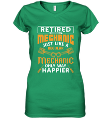 Retired Mechanic Just Like A Regular Only Way Happier Women's V-Neck T-Shirt Women's V-Neck T-Shirt - FordPhuMy