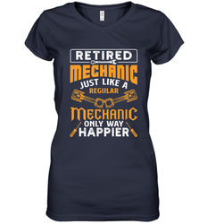 Retired Mechanic Just Like A Regular Only Way Happier Women's V-Neck T-Shirt