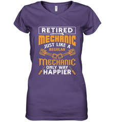 Retired Mechanic Just Like A Regular Only Way Happier Women's V-Neck T-Shirt Women's V-Neck T-Shirt - FordPhuMy