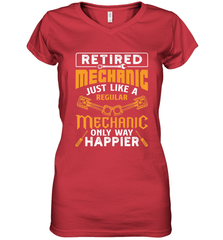 Retired Mechanic Just Like A Regular Only Way Happier Women's V-Neck T-Shirt Women's V-Neck T-Shirt - FordPhuMy