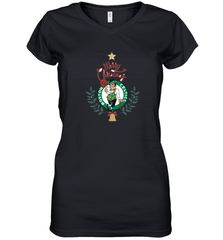 NBA Boston Celtics Logo merry Christmas gilf Women's V-Neck T-Shirt Women's V-Neck T-Shirt - FordPhuMy