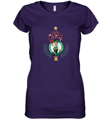 NBA Boston Celtics Logo merry Christmas gilf Women's V-Neck T-Shirt Women's V-Neck T-Shirt - FordPhuMy