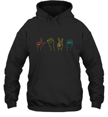 Love ASL Sign language Alphabet Valentines Day Gift idea Hooded Sweatshirt Hooded Sweatshirt - FordPhuMy