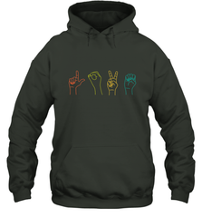 Love ASL Sign language Alphabet Valentines Day Gift idea Hooded Sweatshirt Hooded Sweatshirt - FordPhuMy