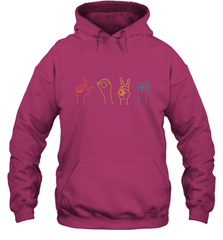 Love ASL Sign language Alphabet Valentines Day Gift idea Hooded Sweatshirt Hooded Sweatshirt - FordPhuMy