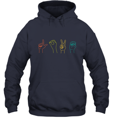 Love ASL Sign language Alphabet Valentines Day Gift idea Hooded Sweatshirt Hooded Sweatshirt - FordPhuMy