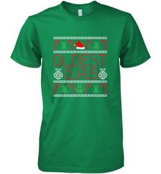 Oldest Claus Santa Hat Christmas Gift Matching Family Ugly Men's Premium T-Shirt