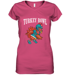 Cool Turkey Bowl _ Funny Thanksgiving Football Player Women's V-Neck T-Shirt Women's V-Neck T-Shirt - FordPhuMy