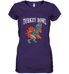 Cool Turkey Bowl _ Funny Thanksgiving Football Player Women's V-Neck T-Shirt Women's V-Neck T-Shirt - FordPhuMy