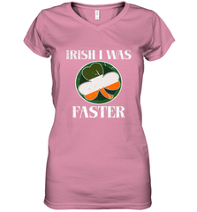 Irish I Was Faster Funny Running St Patricks Day Women's V-Neck T-Shirt Women's V-Neck T-Shirt - FordPhuMy