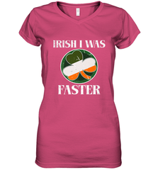 Irish I Was Faster Funny Running St Patricks Day Women's V-Neck T-Shirt Women's V-Neck T-Shirt - FordPhuMy