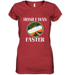 Irish I Was Faster Funny Running St Patricks Day Women's V-Neck T-Shirt Women's V-Neck T-Shirt - FordPhuMy