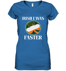 Irish I Was Faster Funny Running St Patricks Day Women's V-Neck T-Shirt Women's V-Neck T-Shirt - FordPhuMy