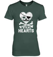 I Steal Hearts Valentine's Day Pirate Skull Art Graphics Women's Premium T-Shirt Women's Premium T-Shirt - FordPhuMy