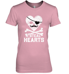 I Steal Hearts Valentine's Day Pirate Skull Art Graphics Women's Premium T-Shirt Women's Premium T-Shirt - FordPhuMy
