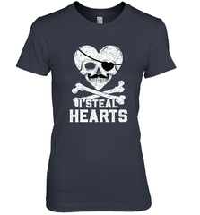 I Steal Hearts Valentine's Day Pirate Skull Art Graphics Women's Premium T-Shirt Women's Premium T-Shirt - FordPhuMy