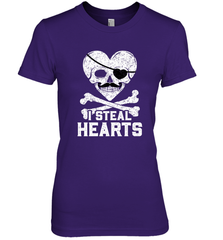I Steal Hearts Valentine's Day Pirate Skull Art Graphics Women's Premium T-Shirt Women's Premium T-Shirt - FordPhuMy