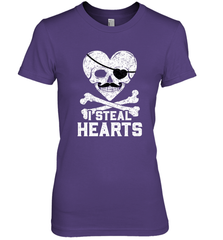 I Steal Hearts Valentine's Day Pirate Skull Art Graphics Women's Premium T-Shirt Women's Premium T-Shirt - FordPhuMy