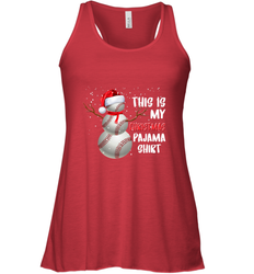 Baseball Snowman Christmas This is my Christmas Pajama Women's Racerback Tank