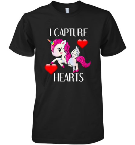 Girls Valentine's Day Unicorn I Capture Hearts Kids Gift Men's Premium T-Shirt Men's Premium T-Shirt / Black / XS Men's Premium T-Shirt - FordPhuMy