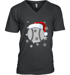 Baseball Ball Christmas Santa Hat Snowflakes Gift  Baseball Men's V-Neck