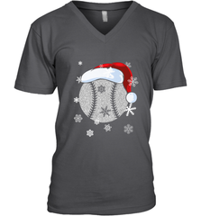 Baseball Ball Christmas Santa Hat Snowflakes Gift  Baseball Men's V-Neck Men's V-Neck - FordPhuMy