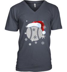 Baseball Ball Christmas Santa Hat Snowflakes Gift  Baseball Men's V-Neck Men's V-Neck - FordPhuMy