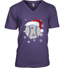 Baseball Ball Christmas Santa Hat Snowflakes Gift  Baseball Men's V-Neck Men's V-Neck - FordPhuMy