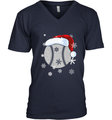 Baseball Ball Christmas Santa Hat Snowflakes Gift  Baseball Men's V-Neck Men's V-Neck - FordPhuMy