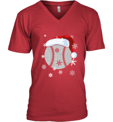 Baseball Ball Christmas Santa Hat Snowflakes Gift  Baseball Men's V-Neck Men's V-Neck - FordPhuMy