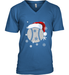 Baseball Ball Christmas Santa Hat Snowflakes Gift  Baseball Men's V-Neck Men's V-Neck - FordPhuMy