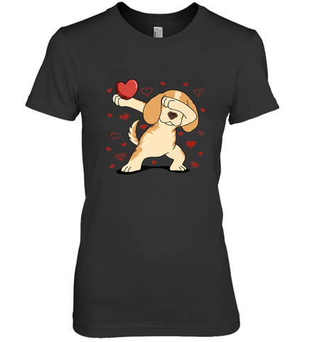 Dog Dabbing Heart For Valentine's Day Art Graphics Gift Women's Premium T-Shirt Women's Premium T-Shirt / Black / XS Women's Premium T-Shirt - FordPhuMy