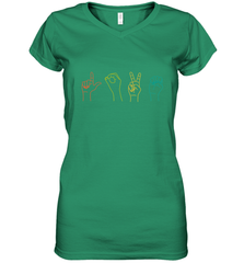 Love ASL Sign language Alphabet Valentines Day Gift idea Women's V-Neck T-Shirt Women's V-Neck T-Shirt - FordPhuMy